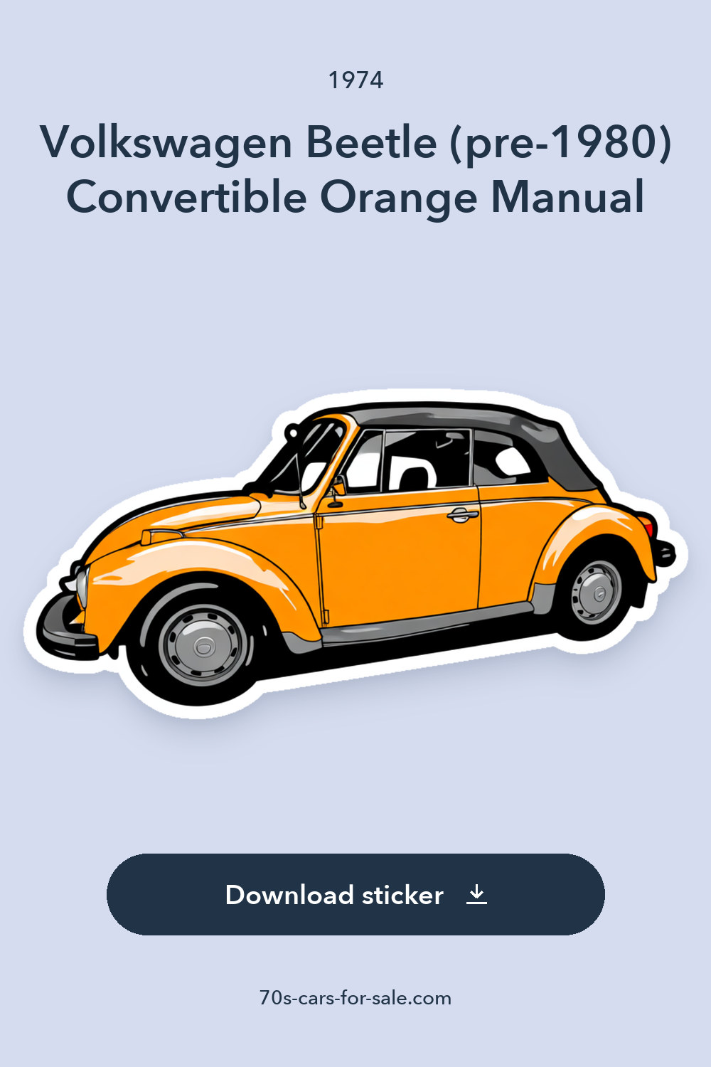 1974 Volkswagen Beetle (pre-1980) Convertible Orange  Manual sticker preview
